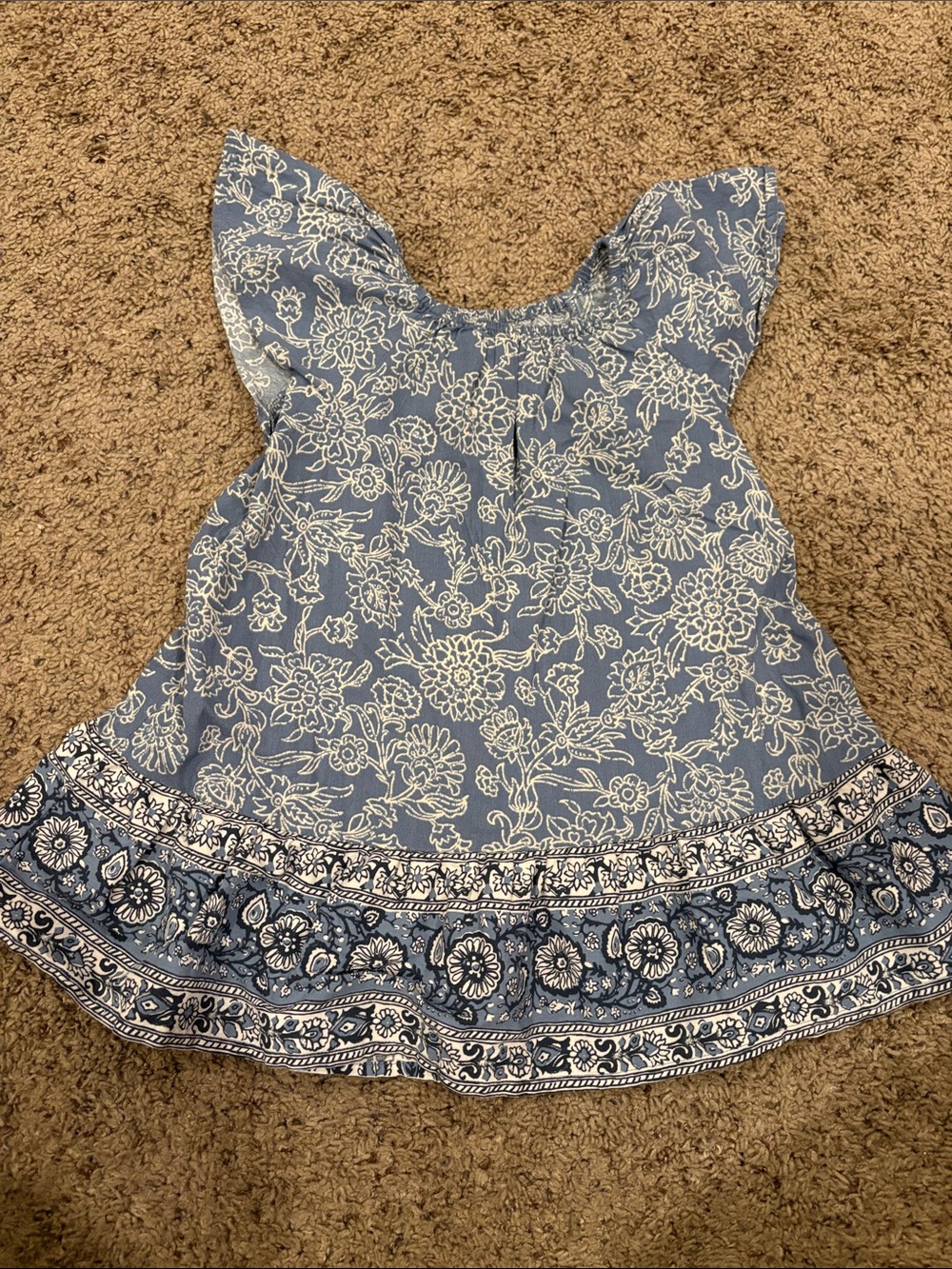 Old Navy Blue and White Floral Ruffled Dress